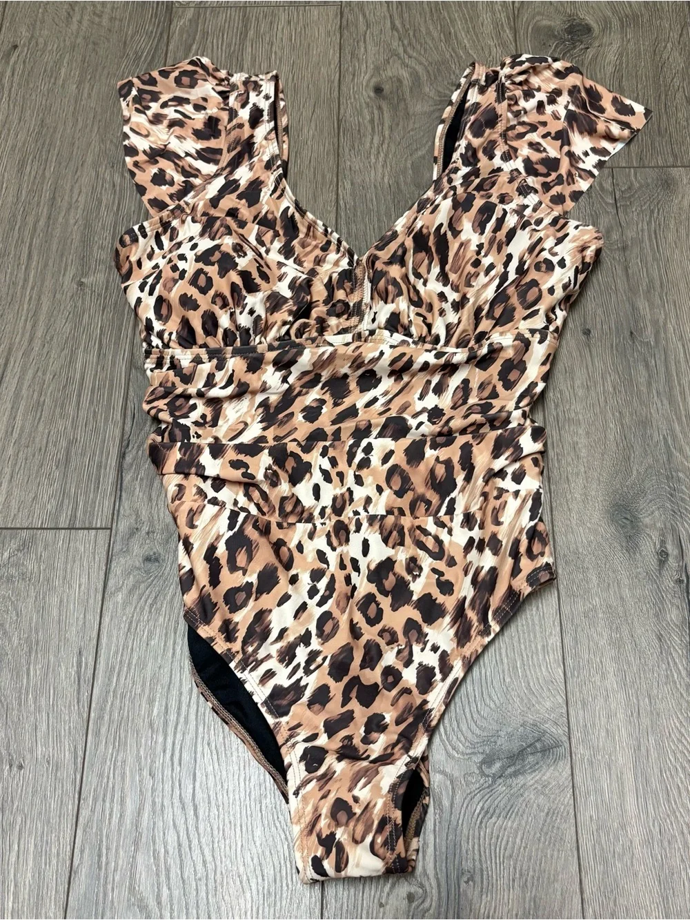 Leopard print one piece swimsuit